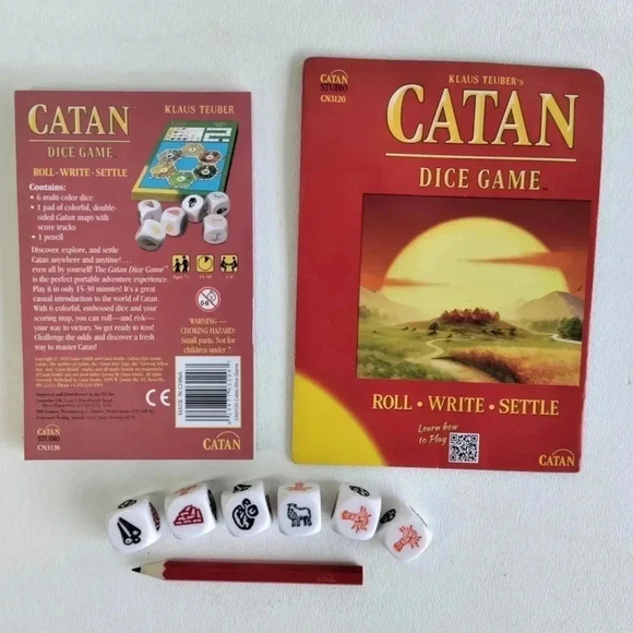 Travel CATAN Dice Game #3120 Klaus Teuber Mayfair Games in Clamshell like new. - Picture 3 of 3